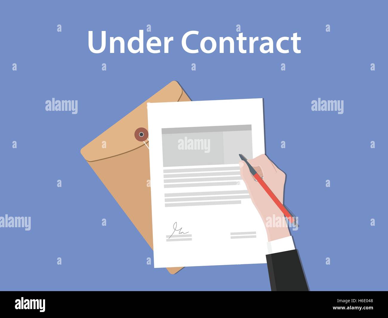Closeup man hand signing contract Stock Vector Images - Alamy