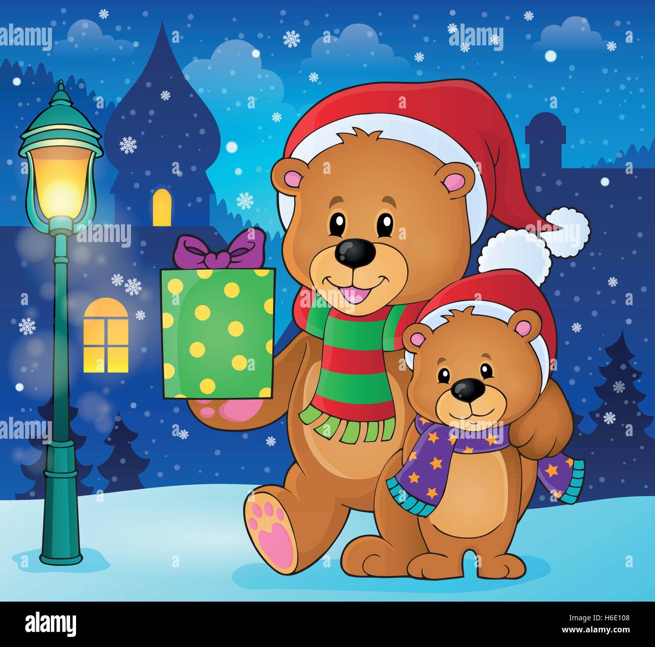 Christmas bears theme image 2 eps10 vector illustration Stock Vector
