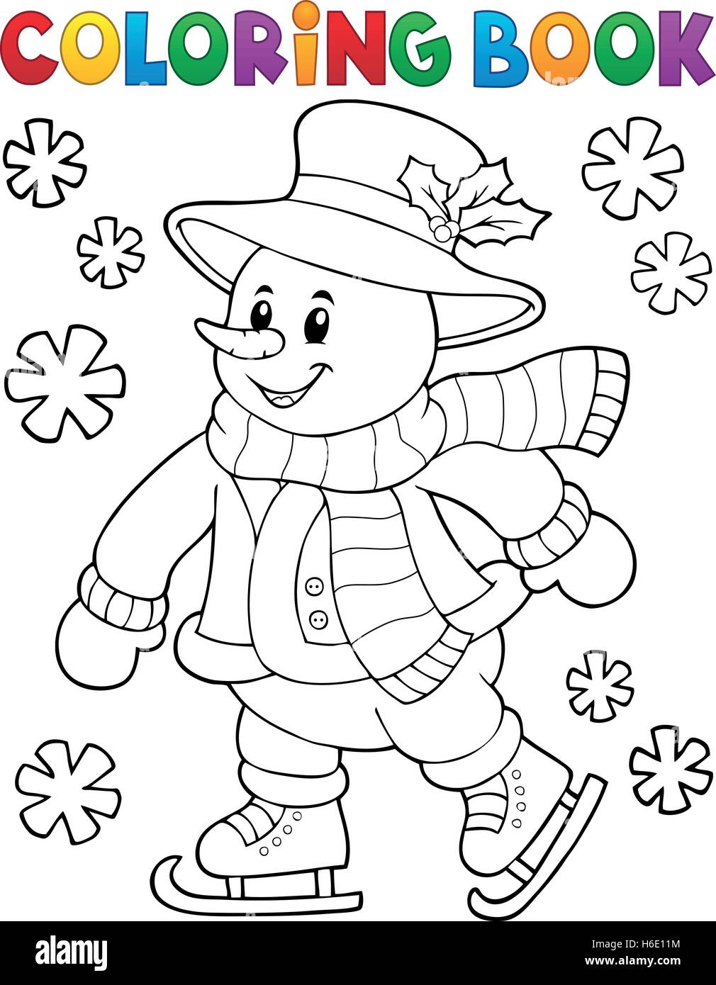 Coloring book skating snowman theme 1 - eps10 vector illustration Stock ...