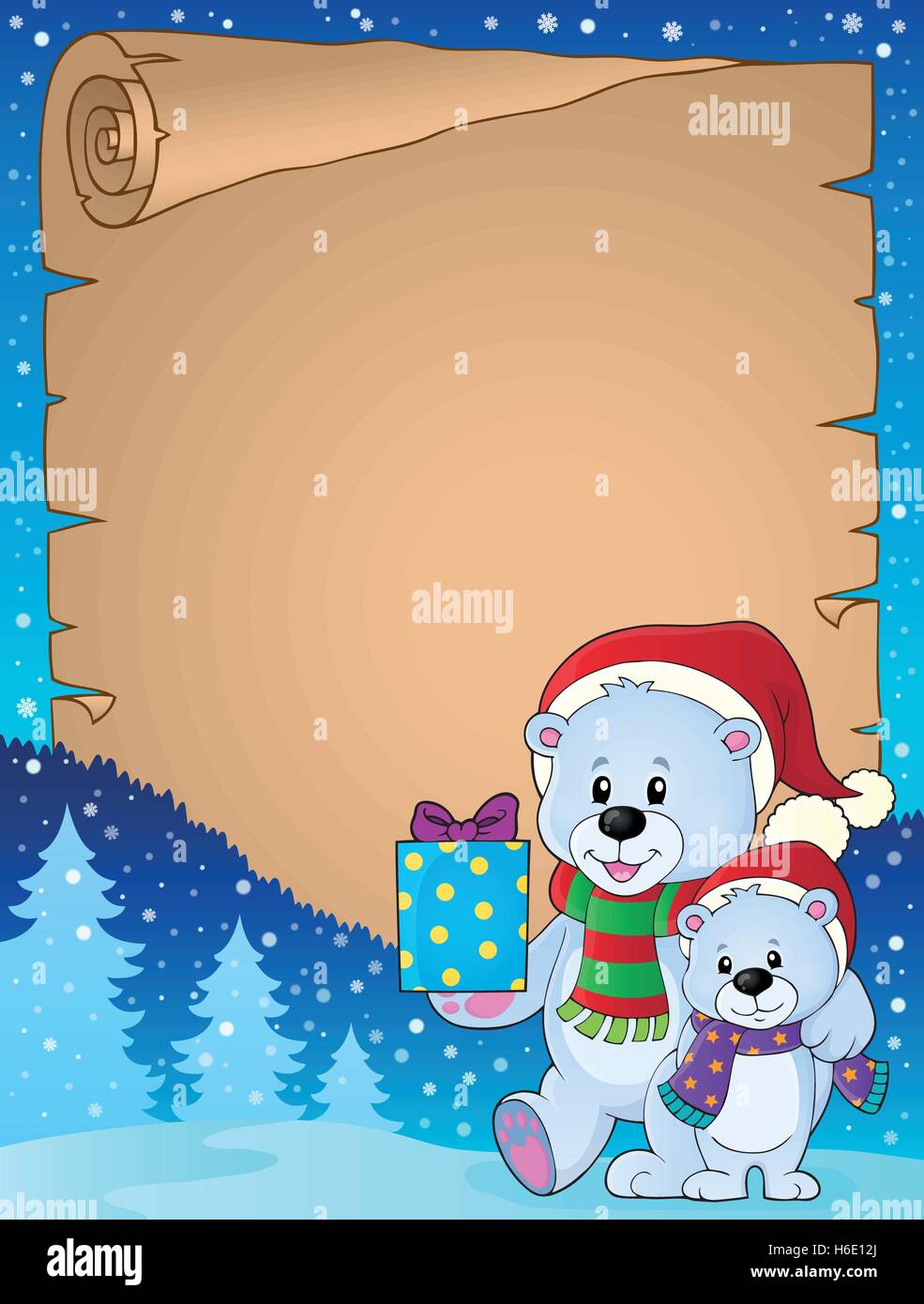 Parchment with Christmas bears theme 2 - eps10 vector illustration ...