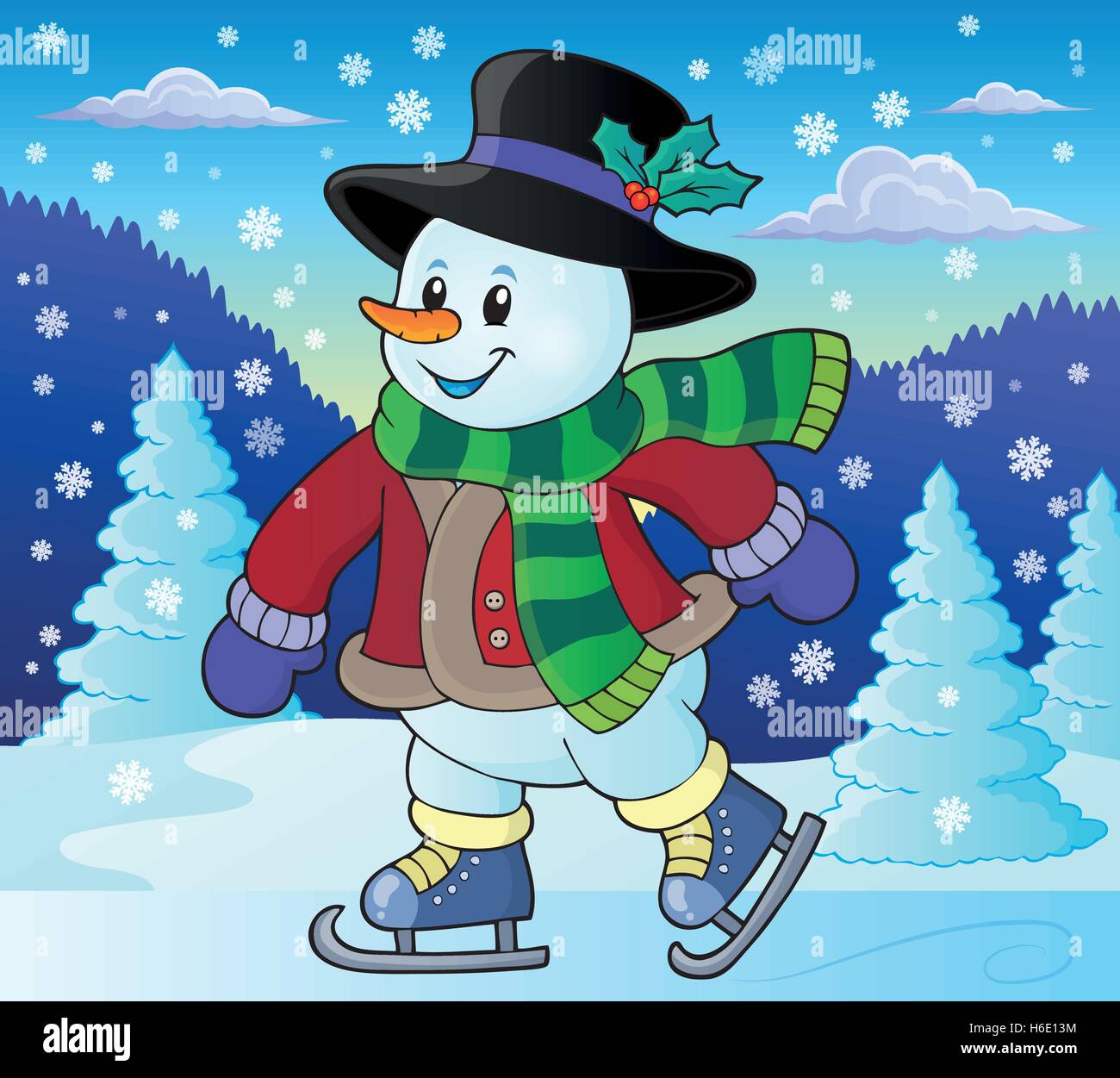 Skating snowman theme image 2 - eps10 vector illustration Stock Vector ...