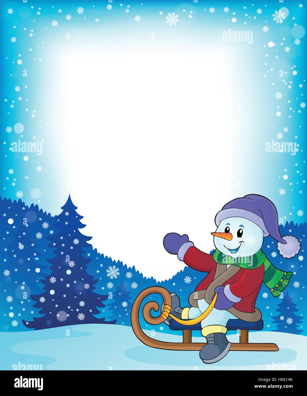 Snowman on sledge theme image 4 - eps10 vector illustration Stock ...