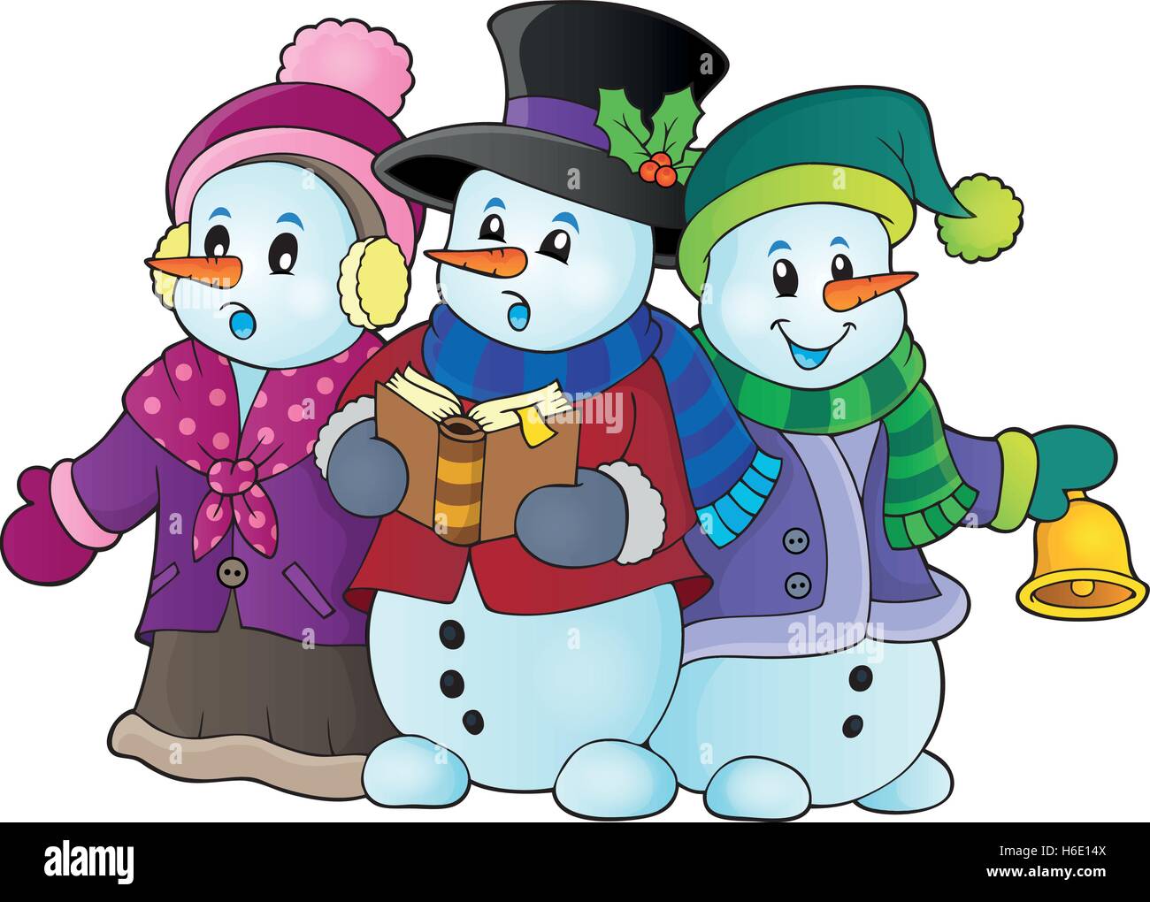 Snowmen carol singers theme image 1 - eps10 vector illustration Stock ...