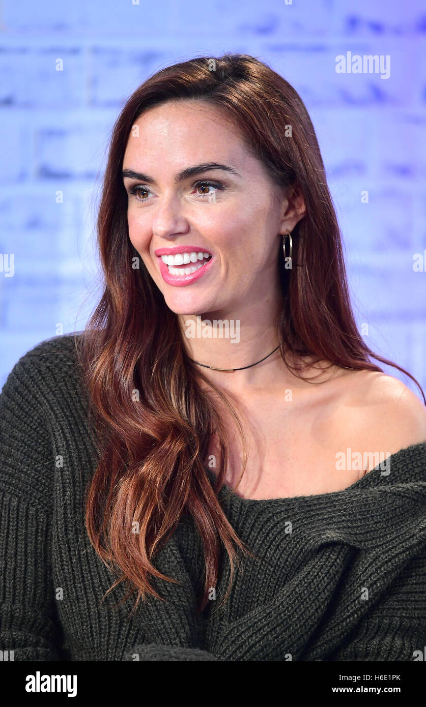 Jennifer Metcalfe from Hollyoaks speaking at an AOL BUILD series London event at AOL's Capper Street Studio. Stock Photo