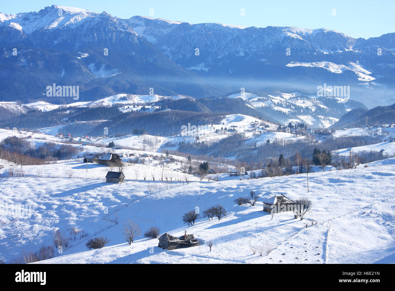 Winter in a village in Carpathian Mountains Stock Photo - Alamy