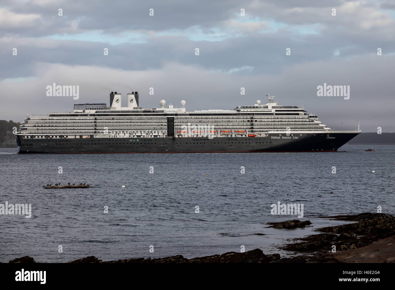 Bar Harbor with docking cruise ship Zuiderdam from Holland American