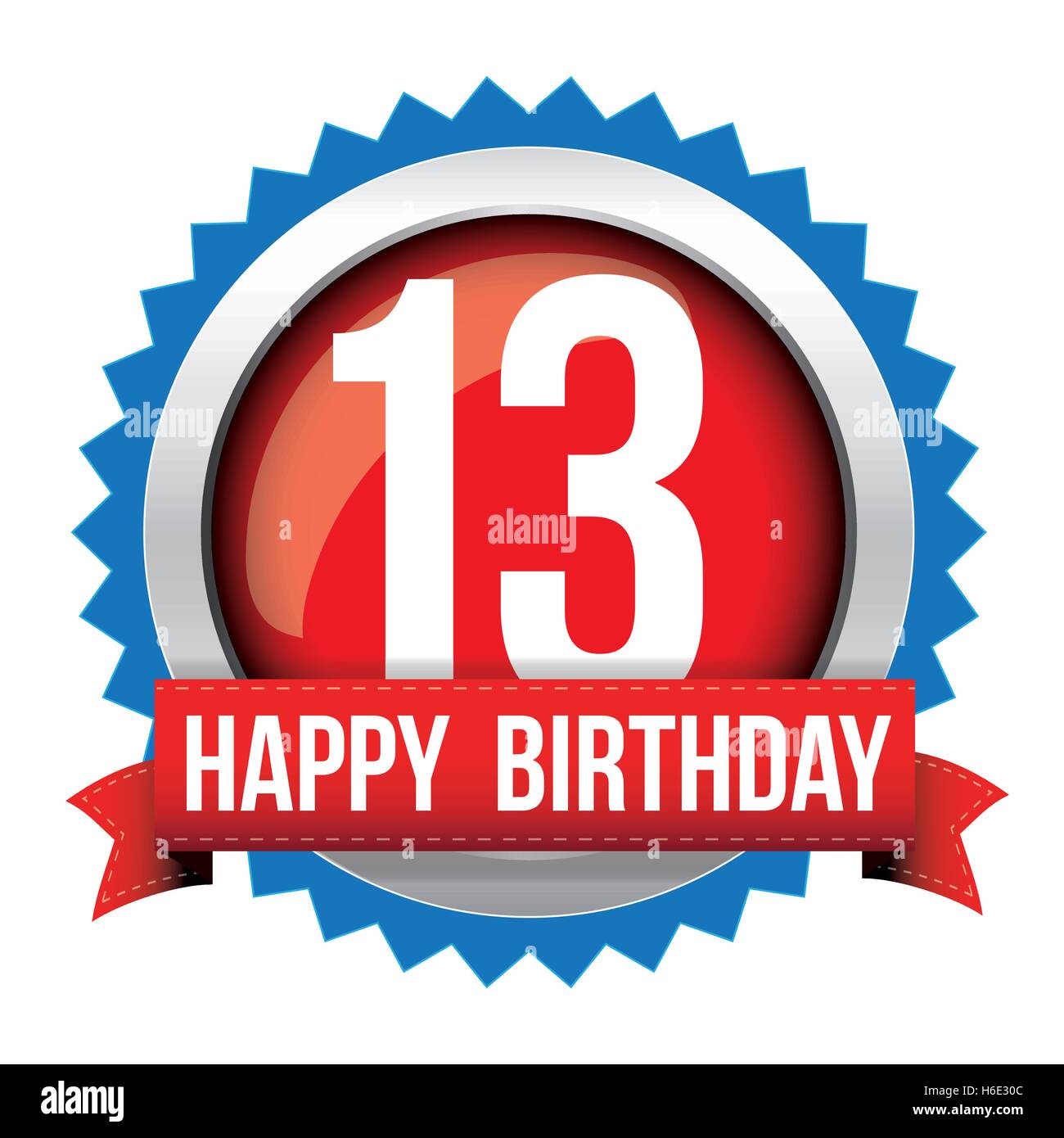 Thirteen years happy birthday badge ribbon Stock Vector Image & Art - Alamy