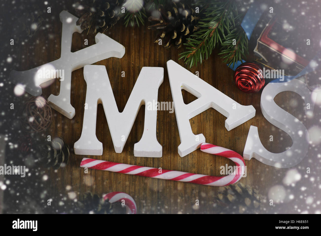 xmas background tree wood ribbon Stock Photo - Alamy