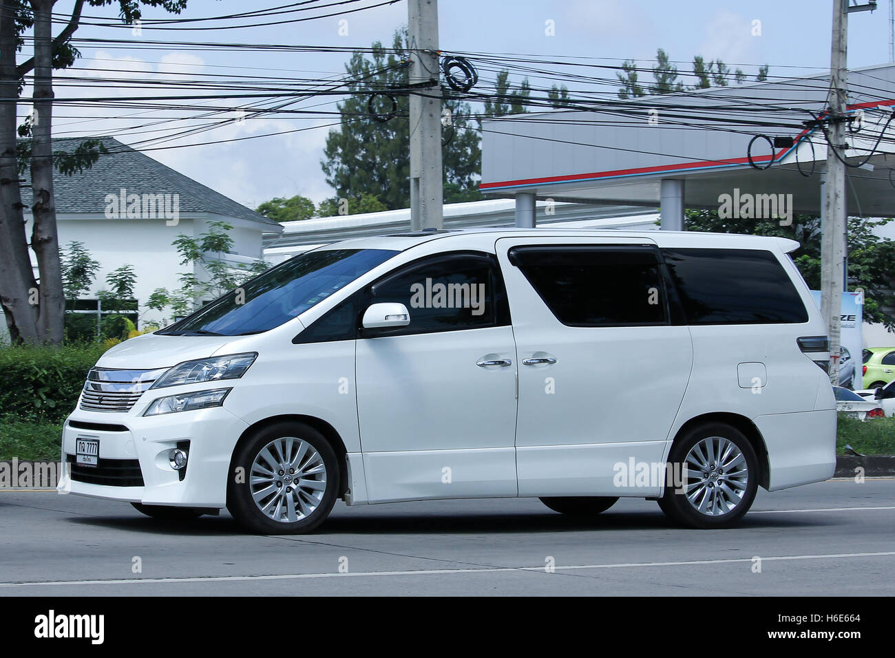 Private Toyota Vellfire car. Family van for large families. Stock Photo
