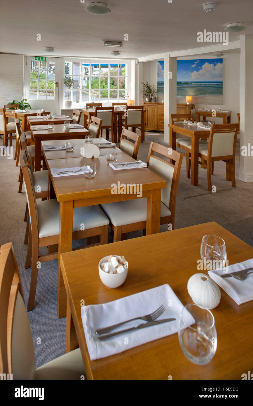 The Shore Restaurant,Penzance,Cornwall,UK, interiors and food Stock