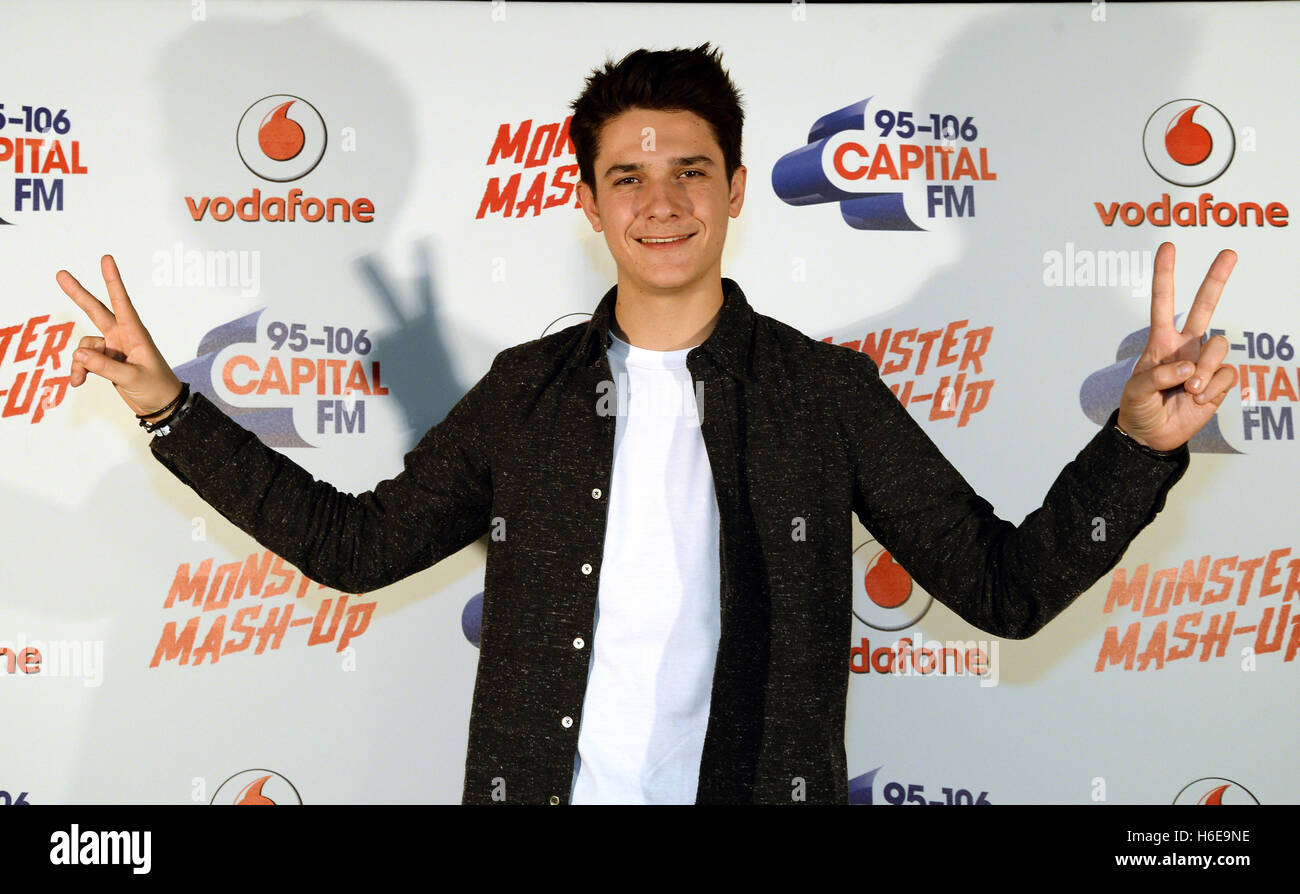 Kungs during Capital FM's Monster Mash Up with Vodafone at Mountford Hall, Liverpool Guild of Students, Liverpool. PRESS ASSOCIATION Photo. Picture date: Thursday 27 October 2016. Photo credit should read: Anna Gowthorpe/PA Wire Capital's Monster Mash-Up with Vodafone got underway in Liverpool tonight (Thursday 27th October). It was the first of three Halloween gigs bringing Capital listeners closer to some of the world's hottest artists, DJs and producers. The Chainsmokers, Martin Solveig, Sigma, Kungs and Anton Powers played to a sold-out crowd at Liverpool's Mountford Hall, with sets from Stock Photo