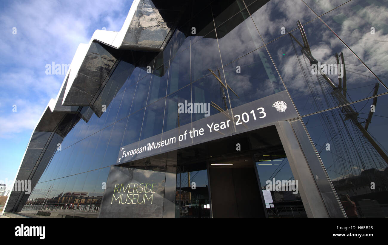The Riverside Museum is the current location of the Glasgow Museum of Transport. Stock Photo