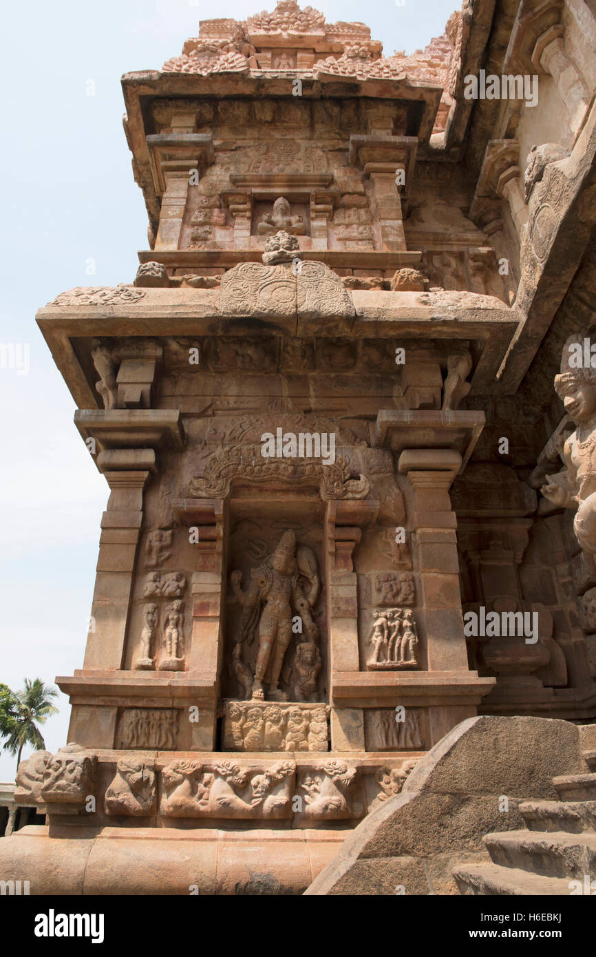 Southern niche of the central shrine, Brihadisvara Temple, Gangaikondacholapuram, Tamil Nadu, India. Stock Photo