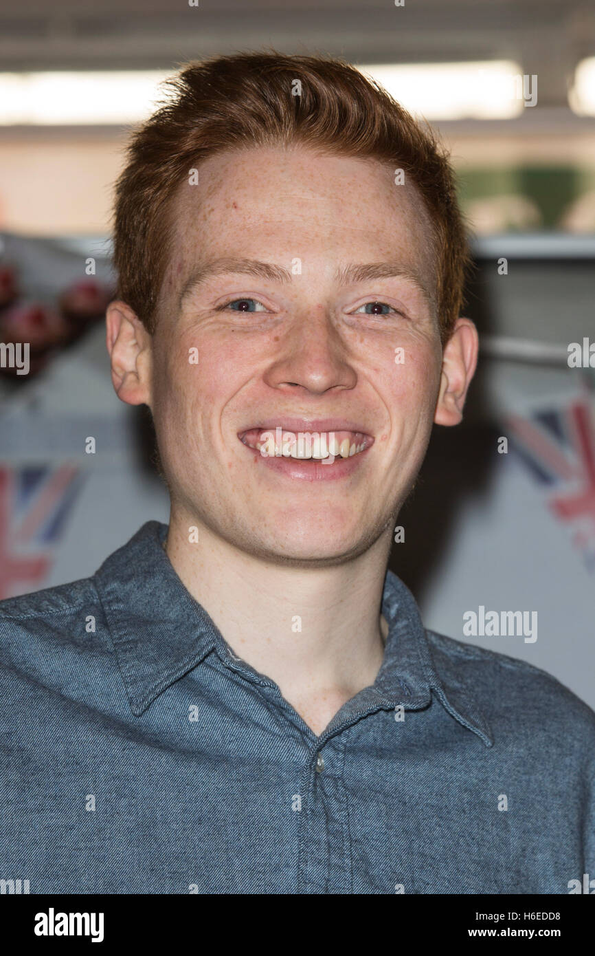 London, UK. 27 October 2016. Pictured: Runner-up Andrew Smyth. The Great British Bake Off finalists Jane Beedle, Candice Brown and Andrew Smyth attend a book-signing of the TV tie-in recipe book at Waterstones in Piccadilly. The 2016 series was won by Candice Brown with Jane Beedle and Andrew Smyth being the runners-up. Stock Photo