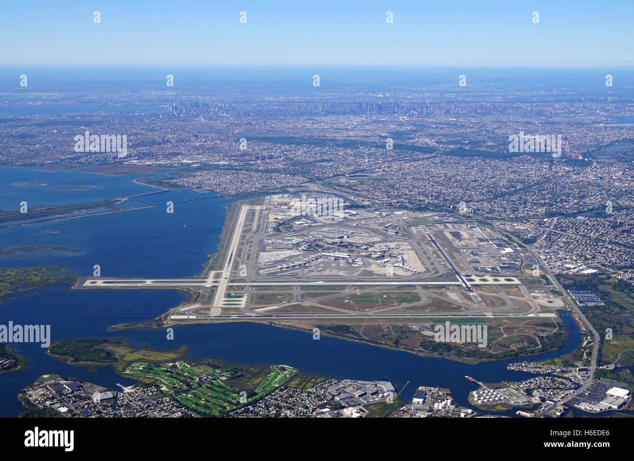 Aerial view of the John F. Kennedy International Airport (JFK) in 