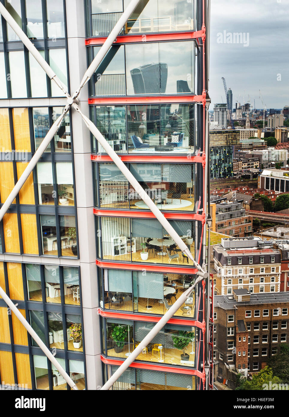 view of glass walled apartments seen from the Tate modern extension