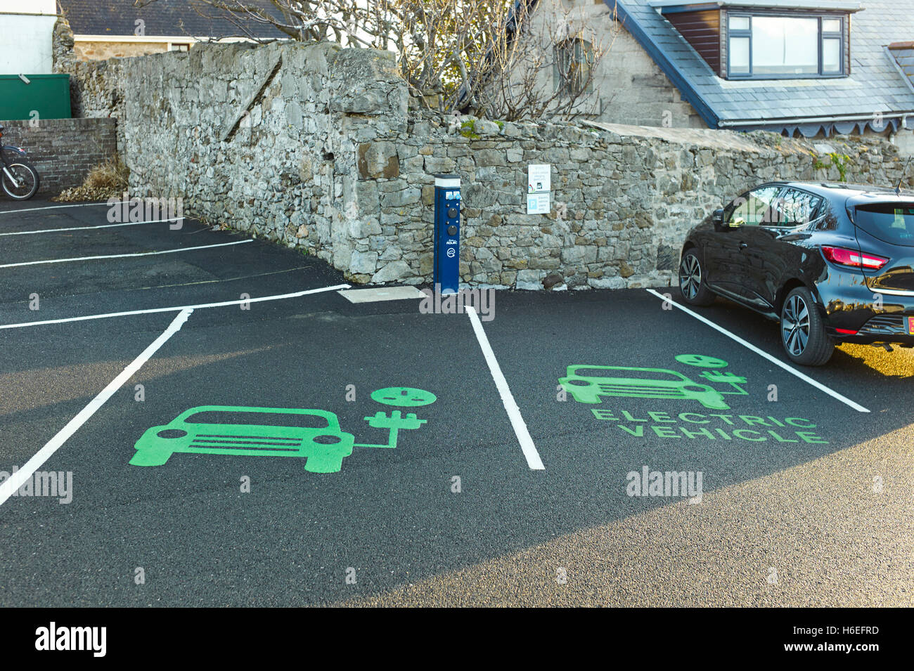 Electric vehicle charging points in Castletown, Isle of Man Stock Photo