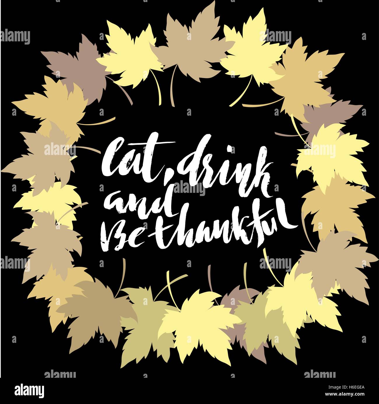 Happy Thanksgiving with text greeting and autumn leaves frame. Vector ...