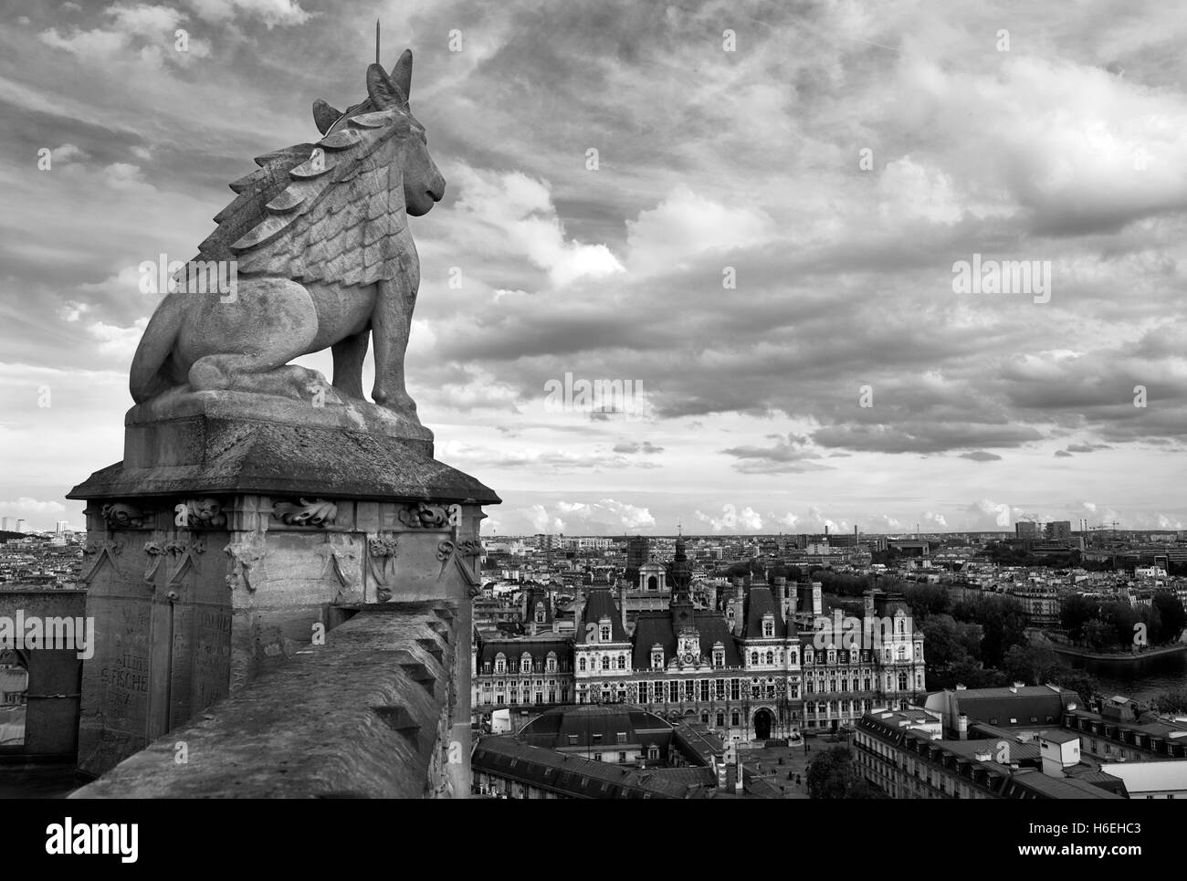 View city from french cathedral at Black and White Stock Photos ...