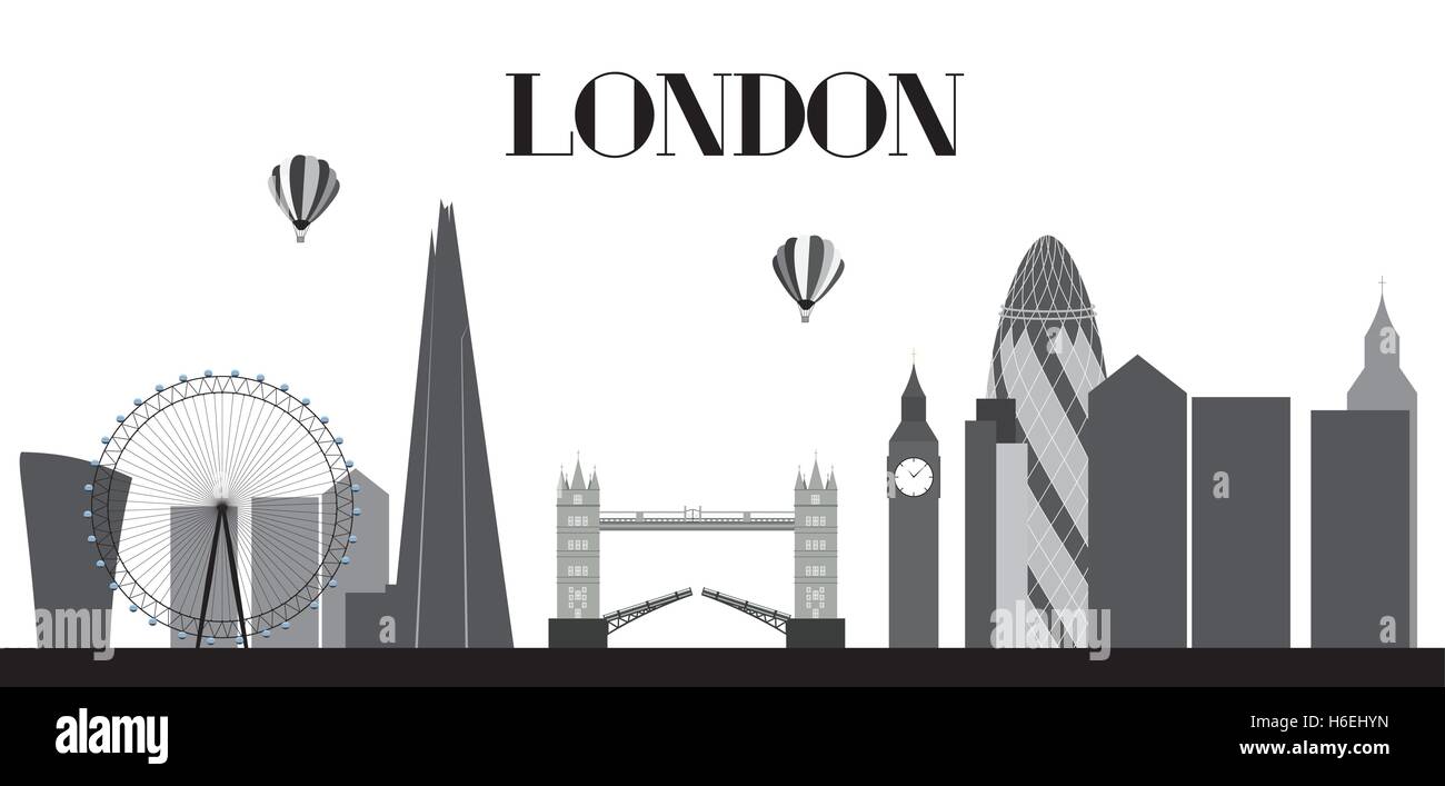 UK, Silhouette London city background. Vector Illustration. Stock Vector