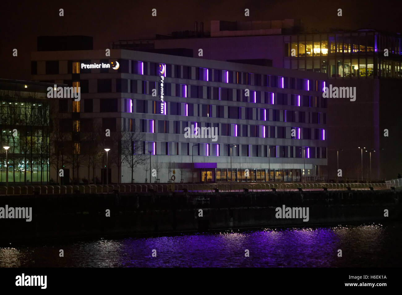 Premier Inn at the bbc on pacific quay on the banks of the clyde glasgow Stock Photo