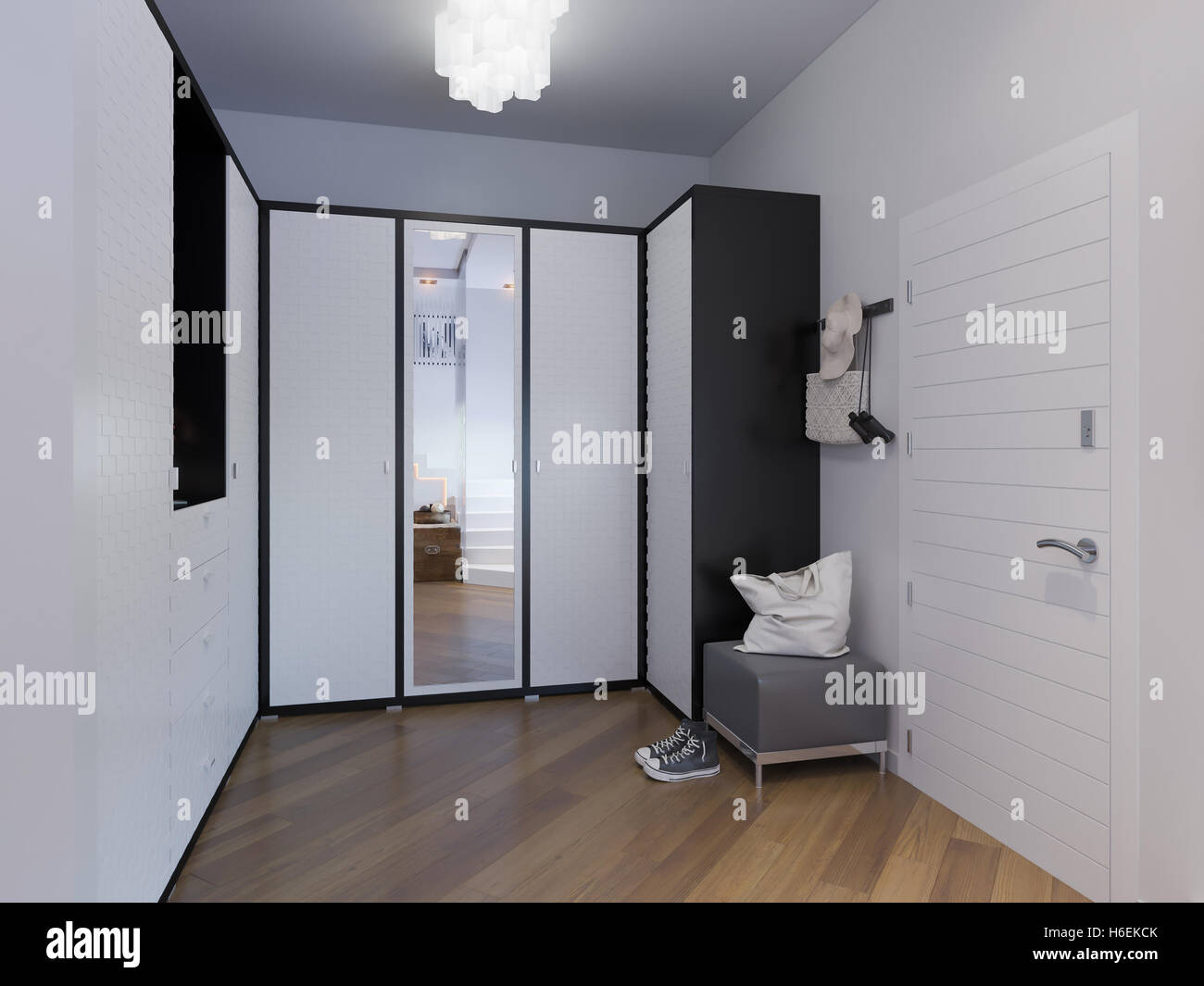 Rendering hall interior design Stock Photo - Alamy