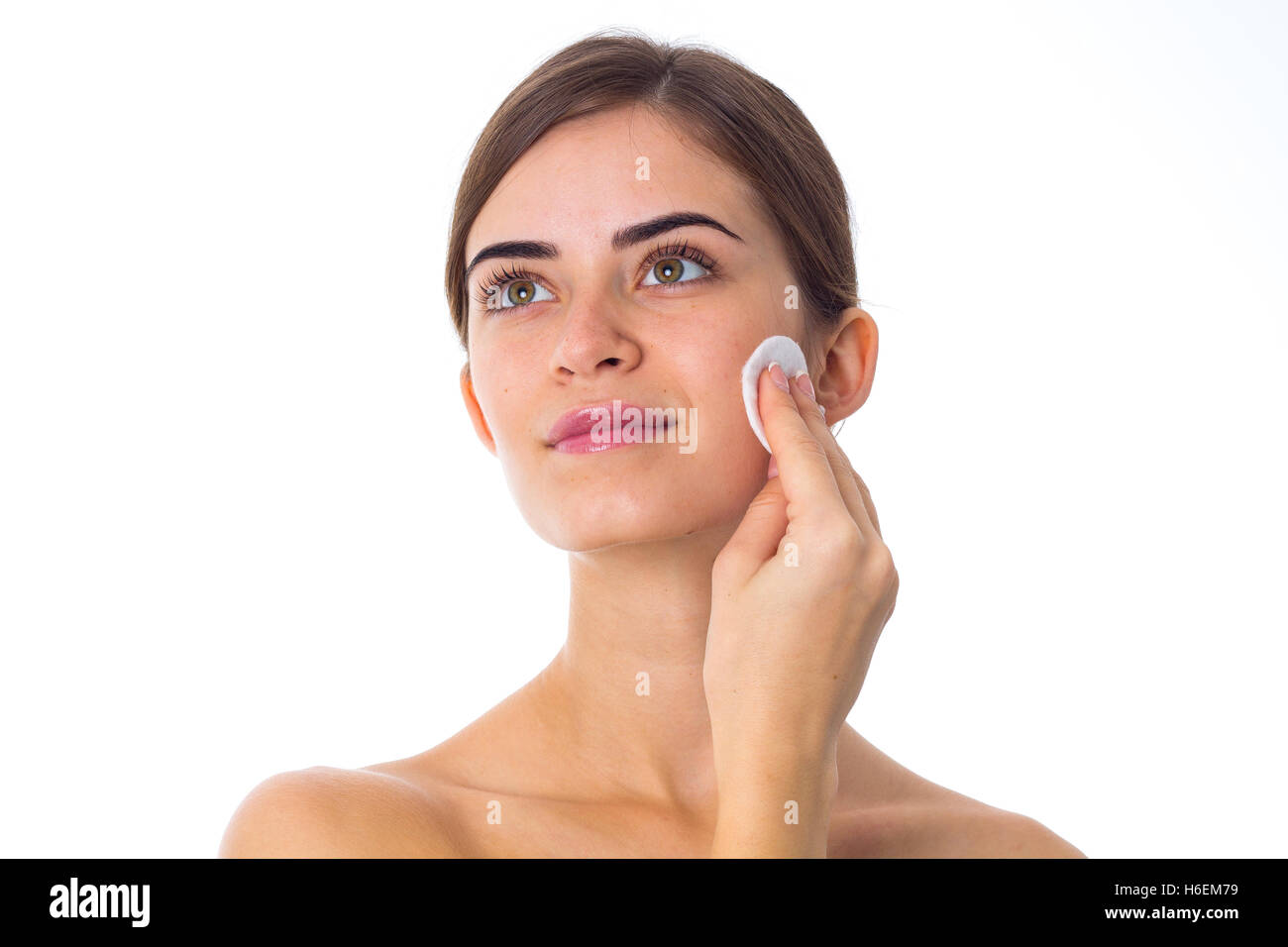 Young woman using cotton pads Stock Photo Alamy