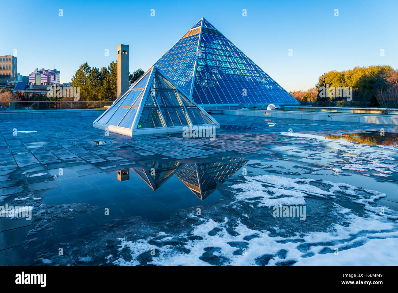 Muttart Conservatory pyramids, a Botanical Garden in Edmonton, Alberta