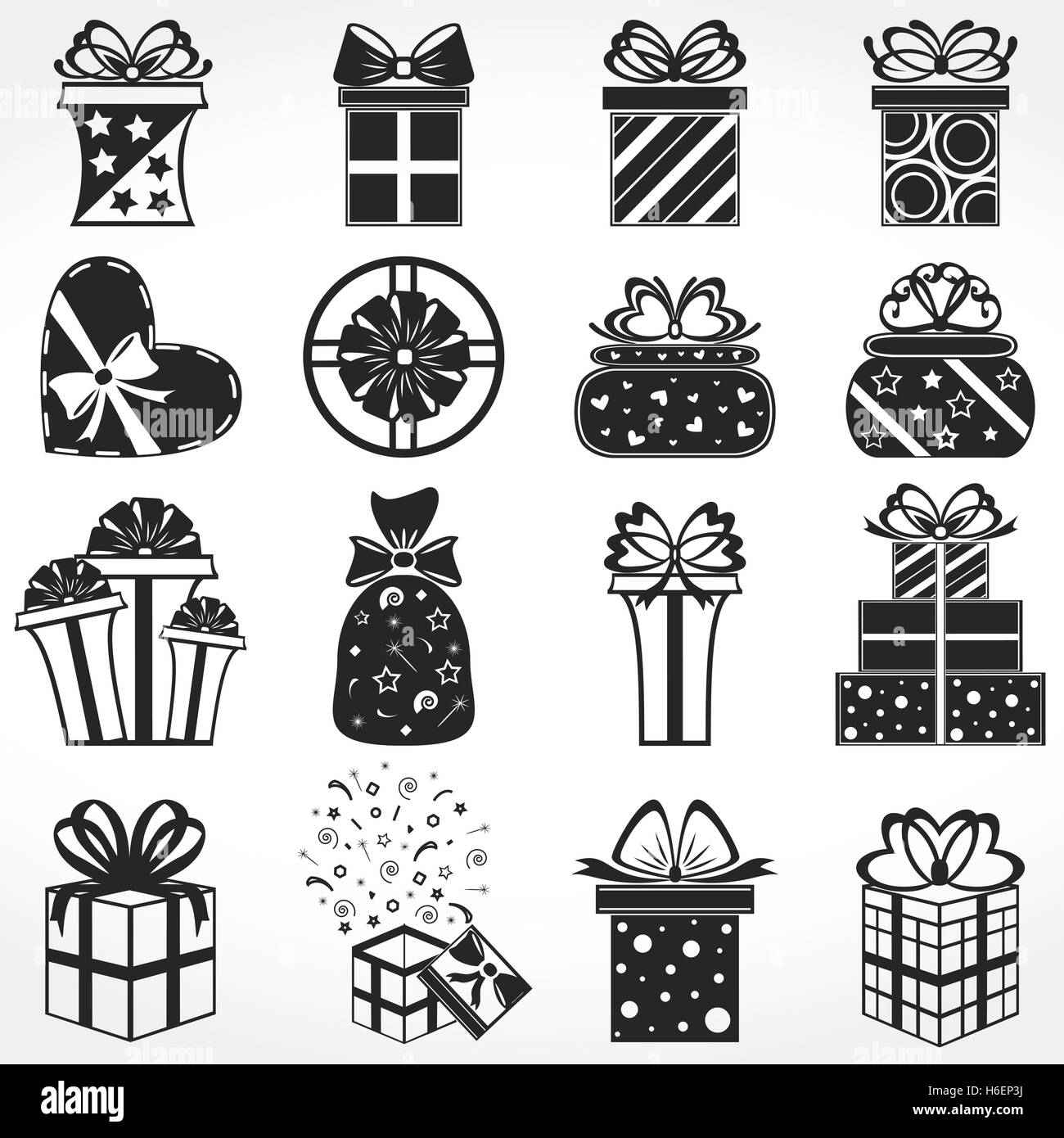 Valentine day icons collection Black and White Stock Photos & Images ...