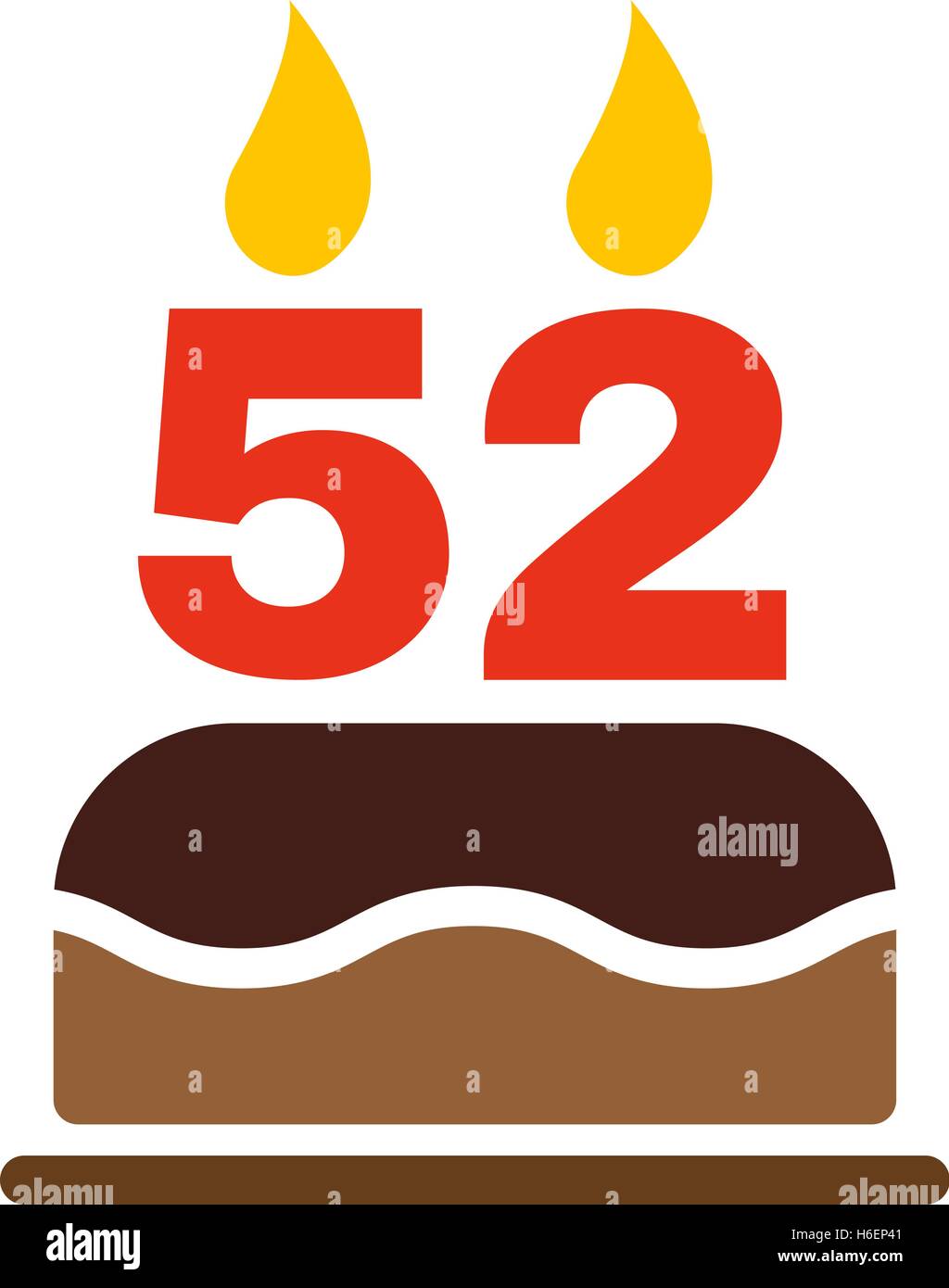 The birthday cake with candles in the form of number 52 icon. Birthday ...