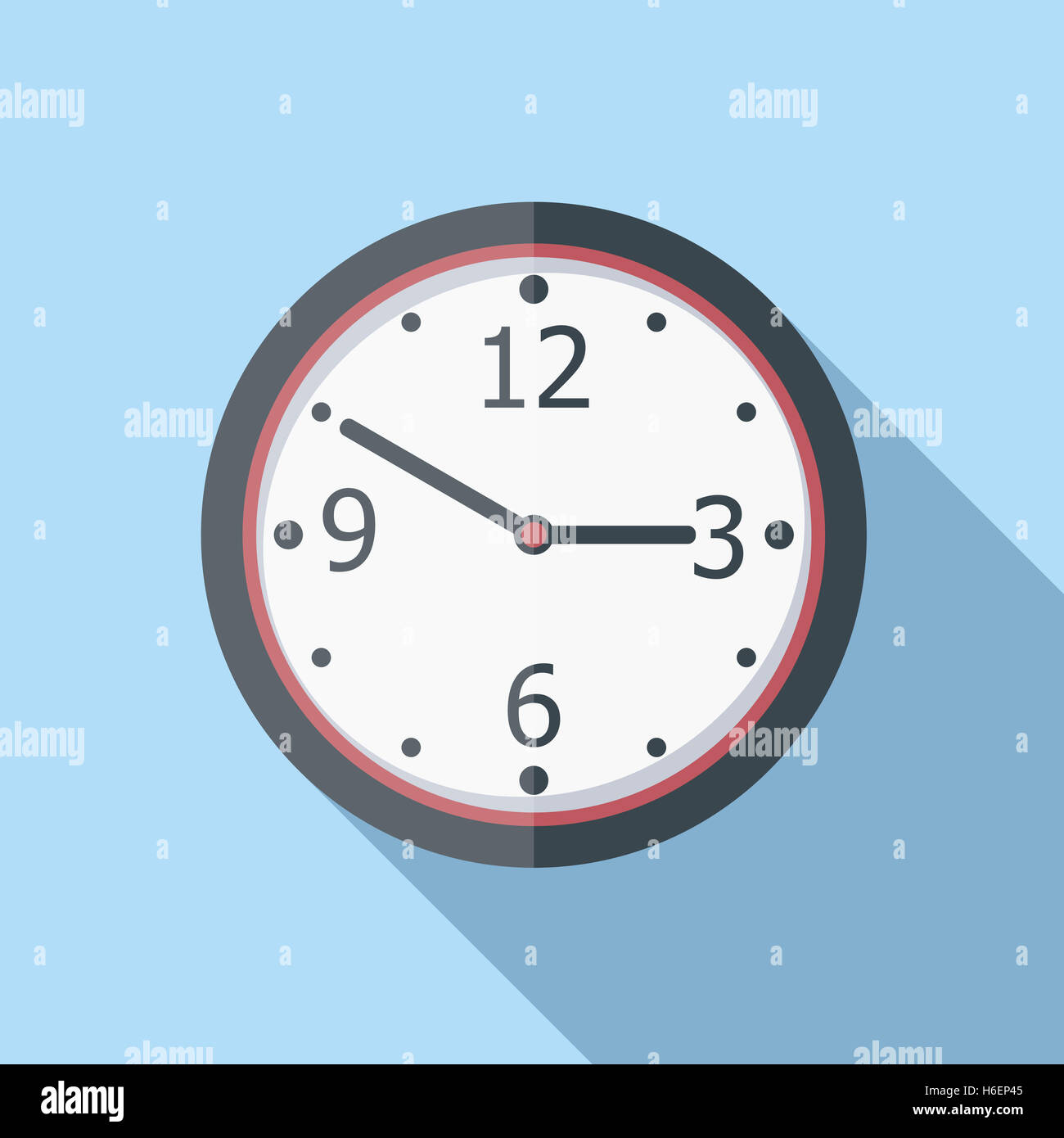 Clock icon, flat design with long shadow Stock Photo - Alamy