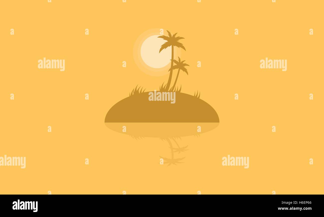 Silhouette of islands with reflection vector illustration Stock Vector