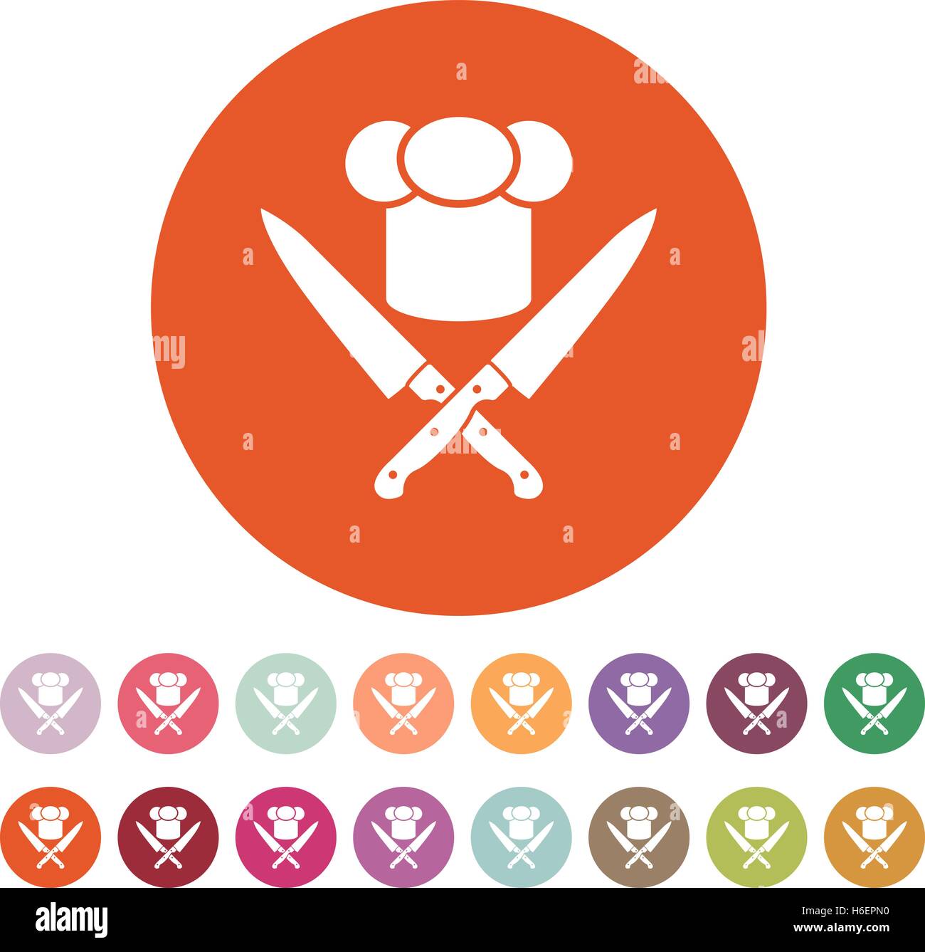 The chef hat and crossed knives icon. Cook, restaurant, cafe symbol ...