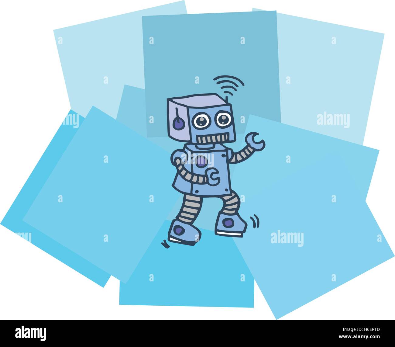 Blue robot collection T-shirt design vector illustration Stock Vector ...