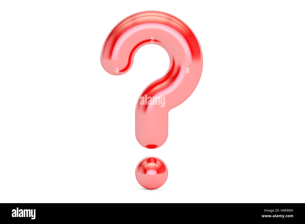 red question mark, 3D rendering isolated on white background Stock Photo