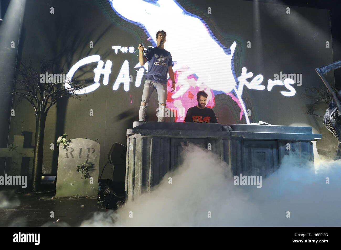 The Chainsmokers perform on stage during Capital FM's Monster Mash Up