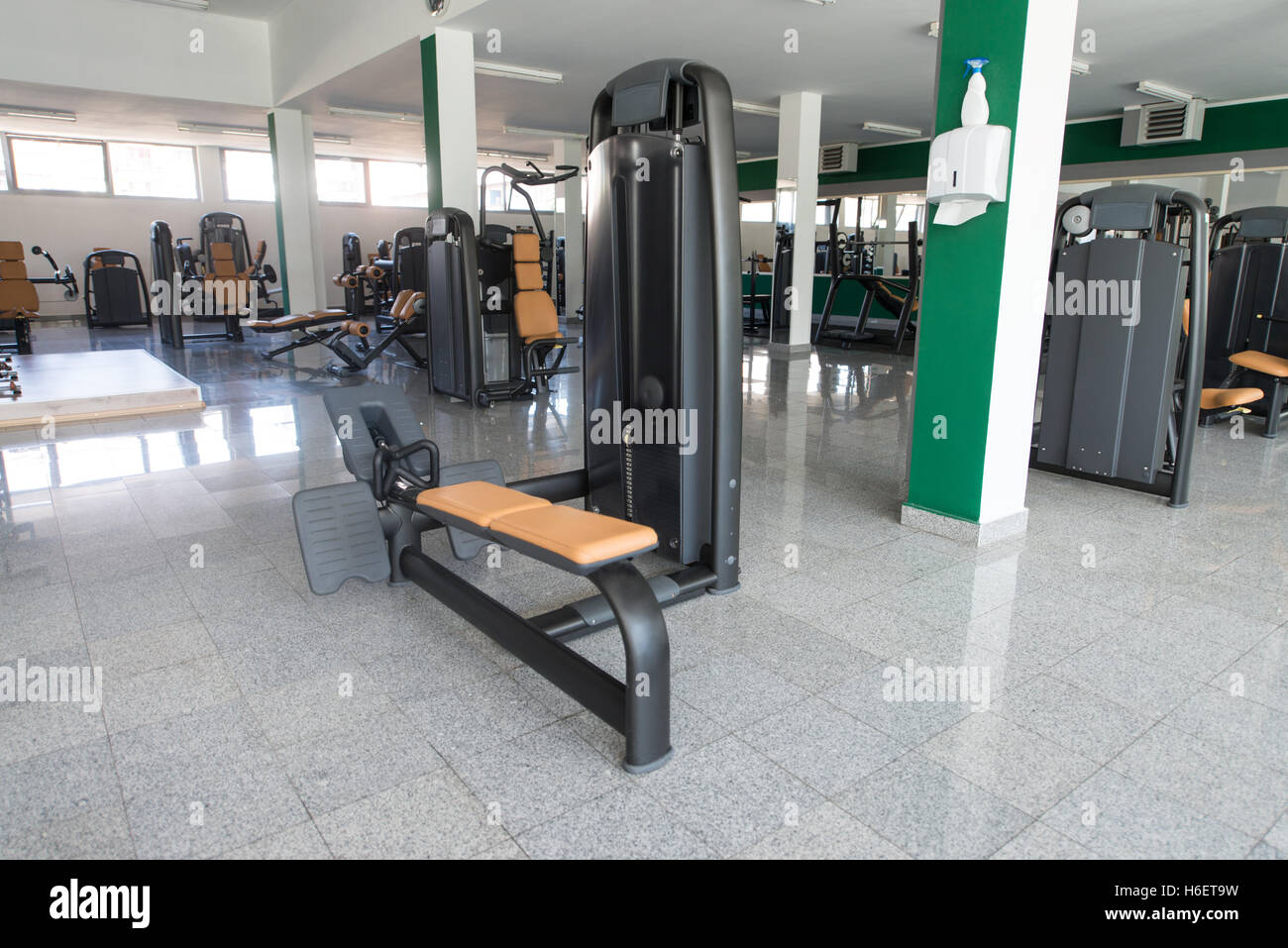 Modern Gym Room Fitness Center With Equipment And Machines Stock Photo ...