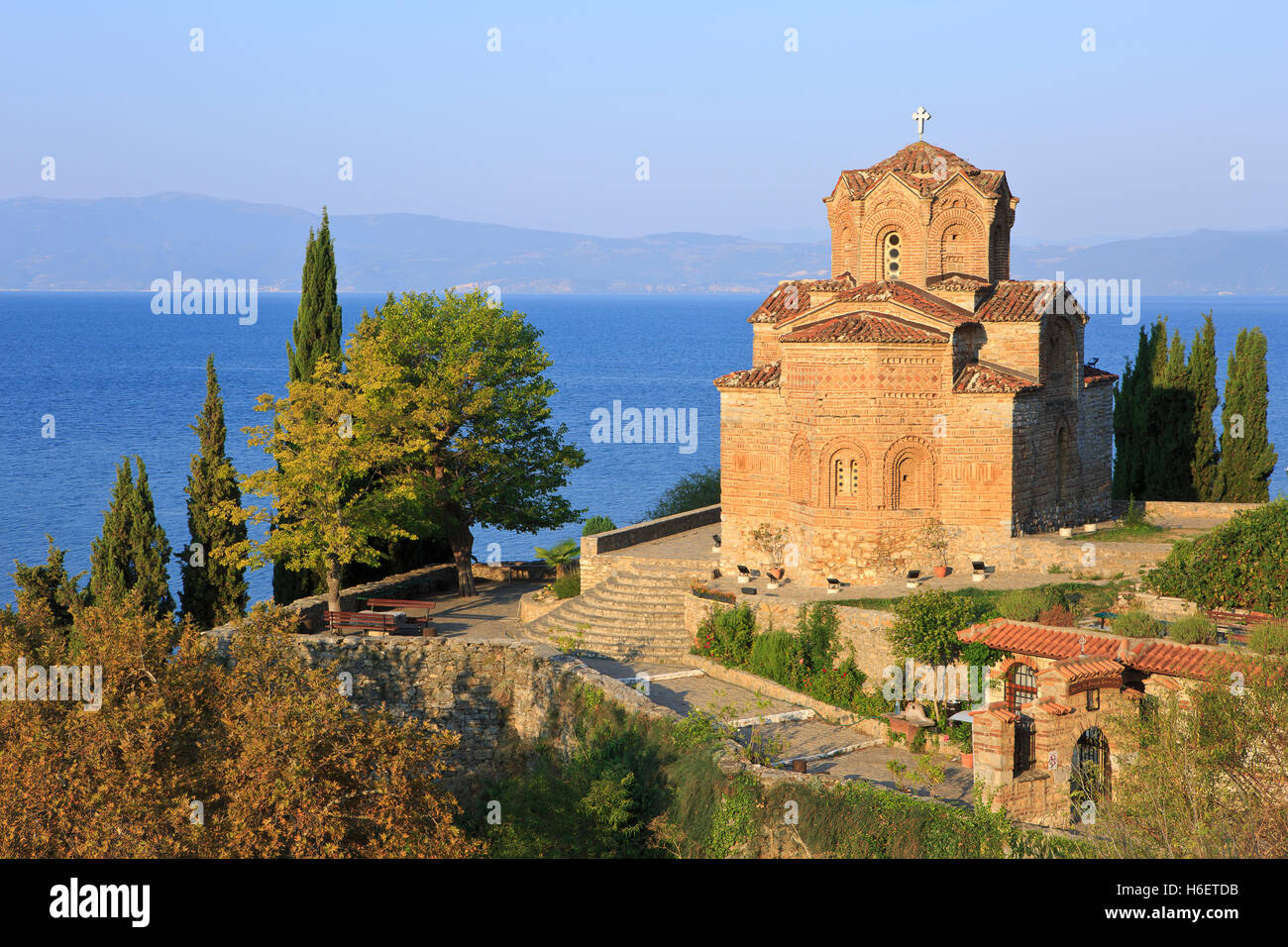 The 13th-century Eastern Orthodox Church of St. John at Kaneo in Ohrid, Macedonia Stock Photo