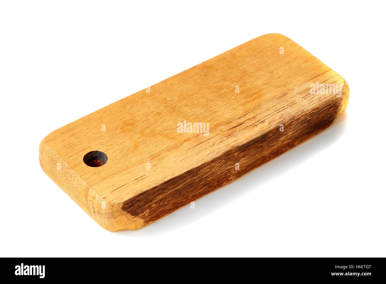 Wooden chopping board on white Stock Photo