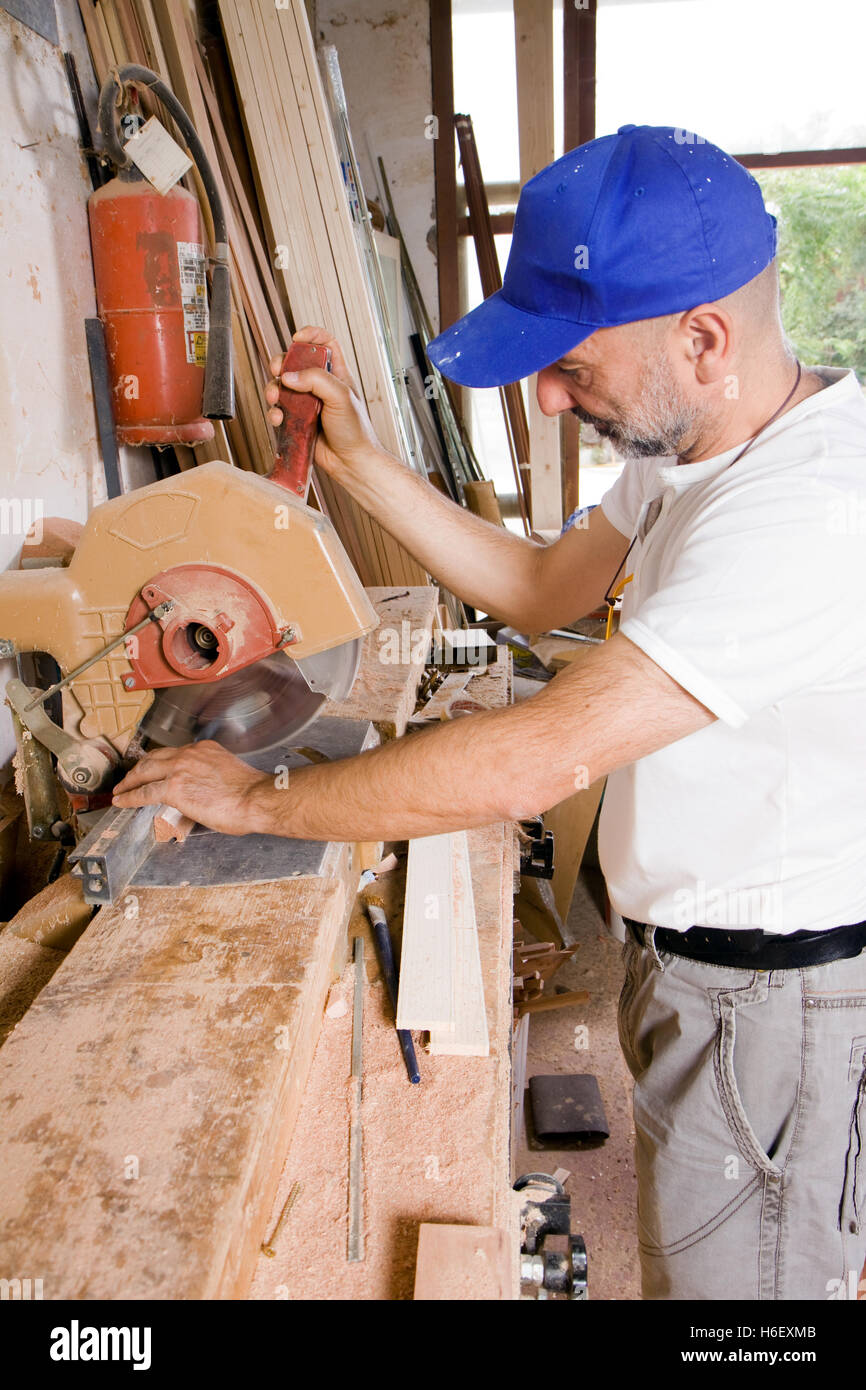 carpenter at work in a workshop Stock Photo - Alamy