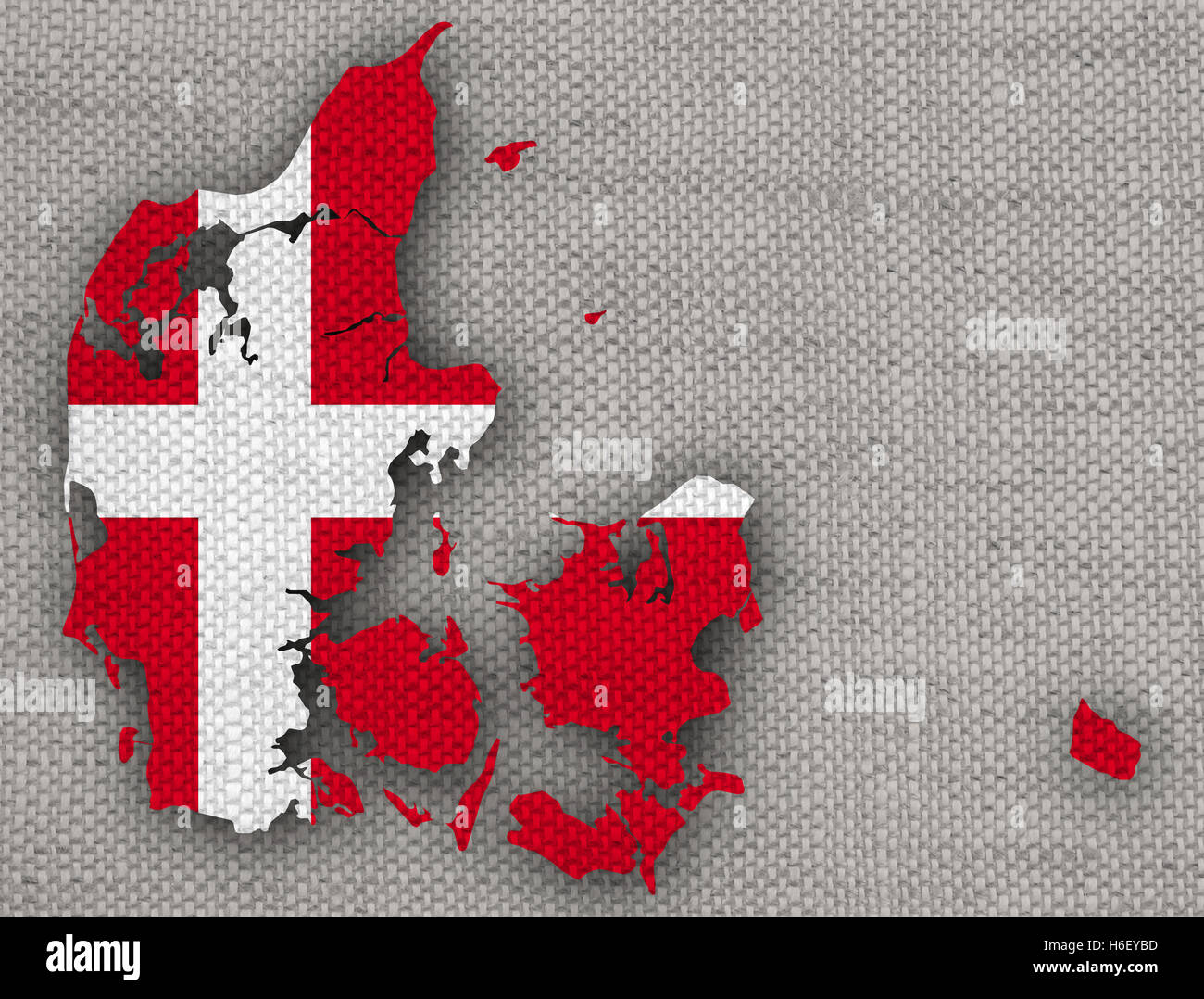 Map and flag of Denmark on old linen Stock Photo - Alamy