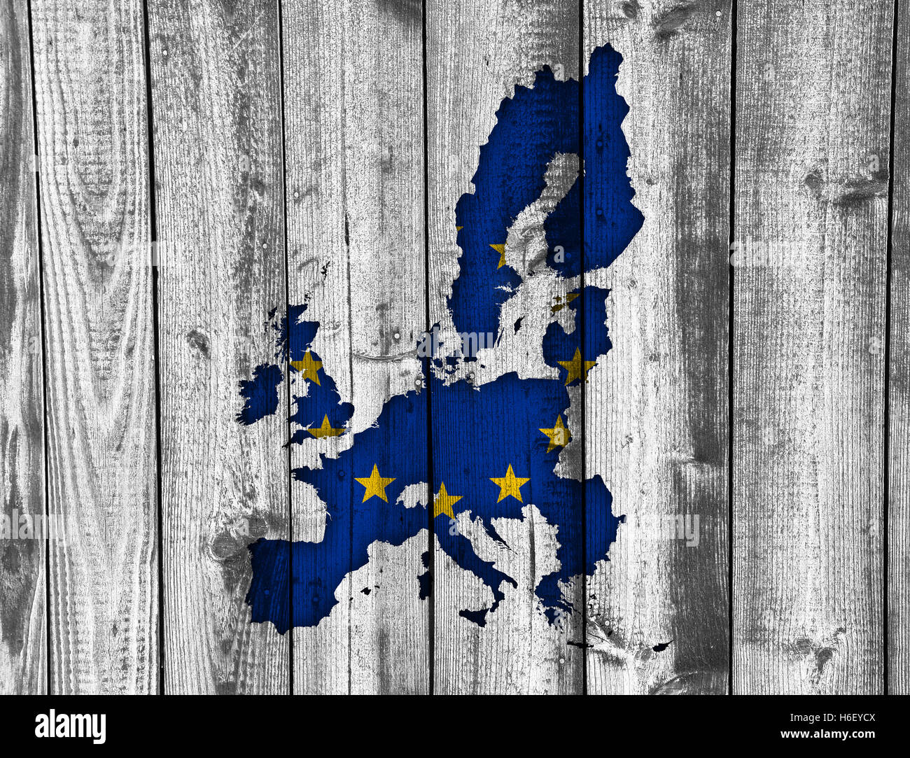 Map and flag of the EU on weathered wood Stock Photo - Alamy