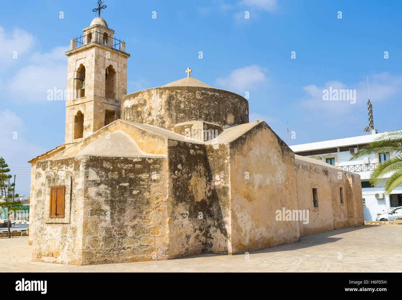The Chapel of Ayia Panayia is the pearl of the famous fishing village of Liopetri, Cyprus. Stock Photo
