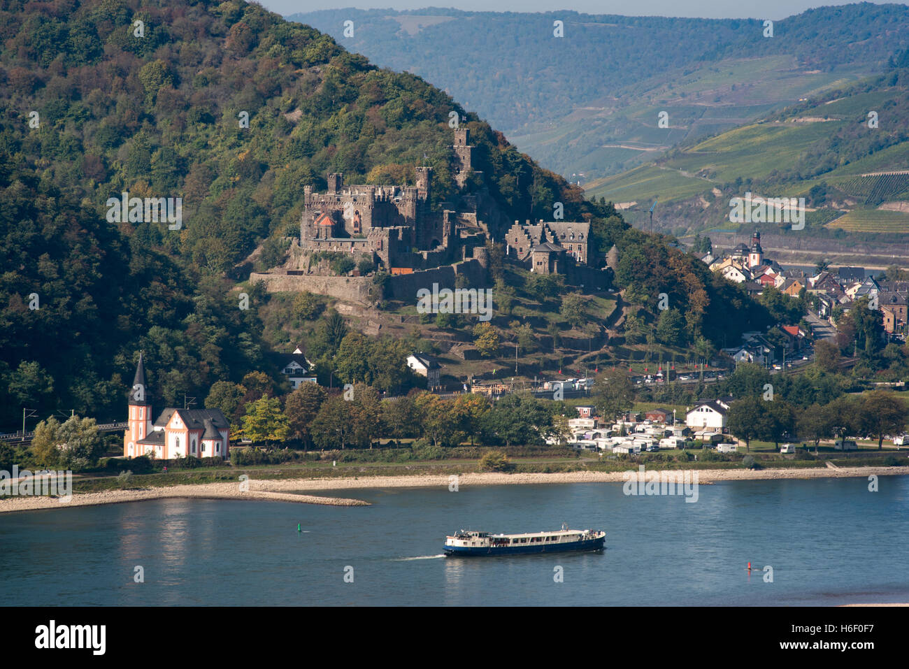 Burg Reichenstein castle, Rhine Valley autumn Stock Photo