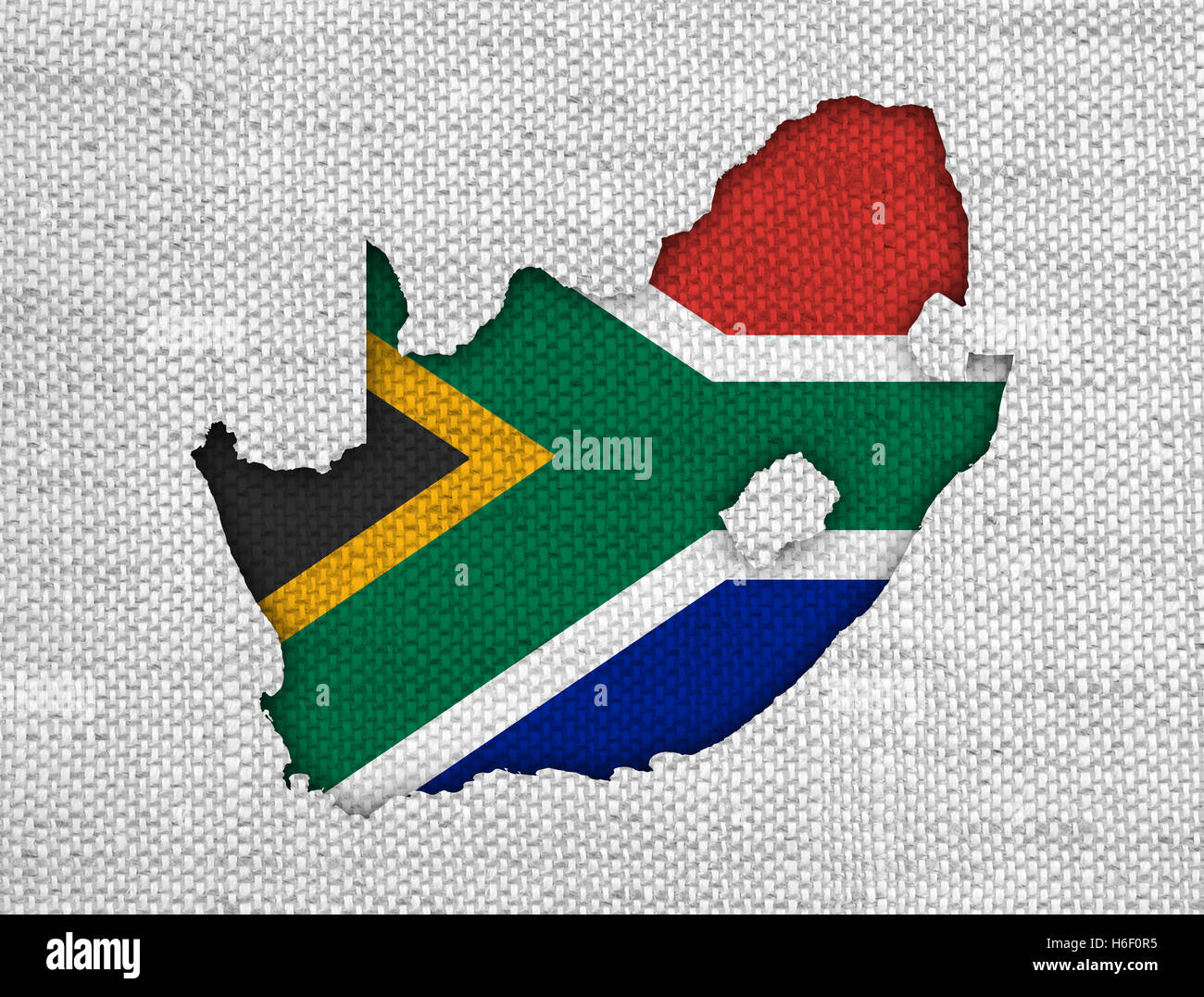 Map and flag of South Africa on old linen Stock Photo Alamy