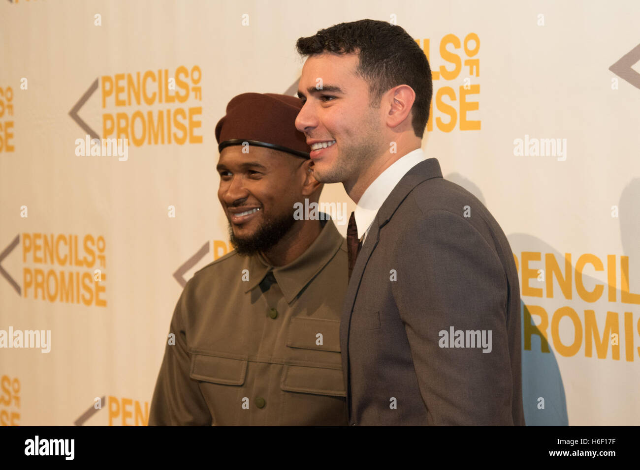 (LR) Singer/songwriter Usher and Pencils of Promise founder and CEO