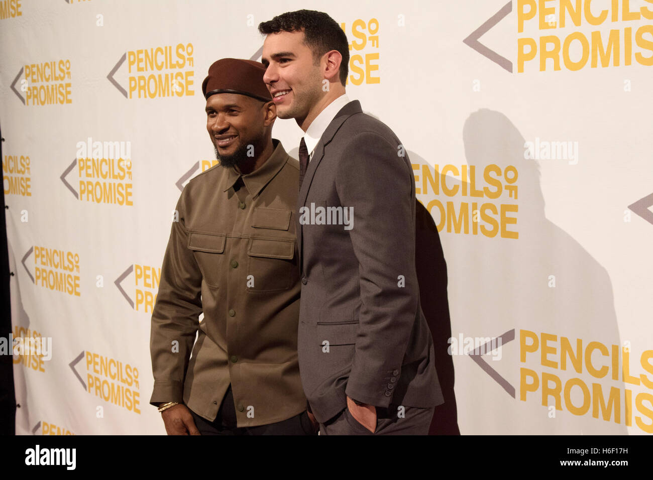 (LR) Singer/songwriter Usher and Pencils of Promise founder and CEO