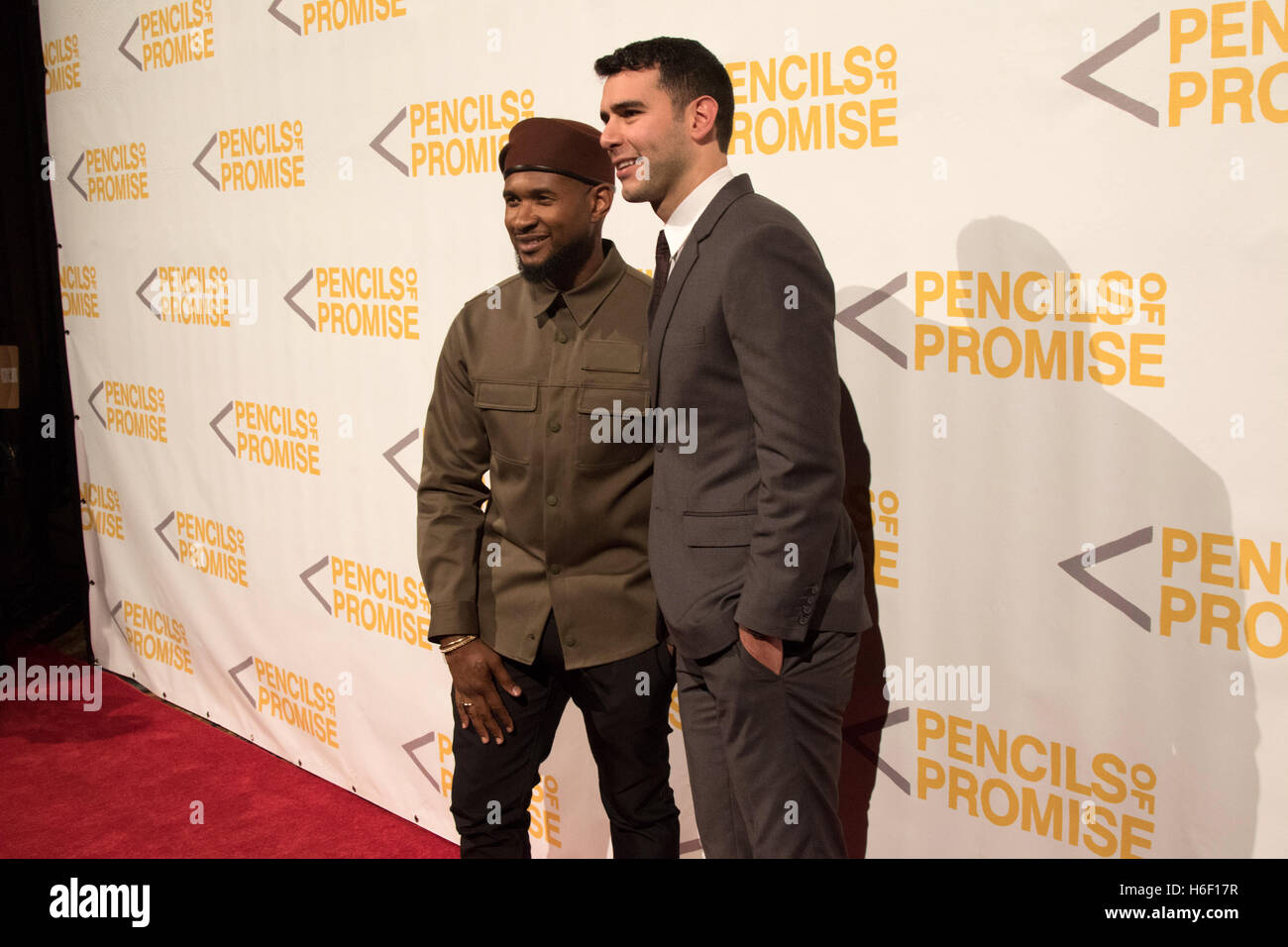 (LR) Singer/songwriter Usher and Pencils of Promise founder and CEO