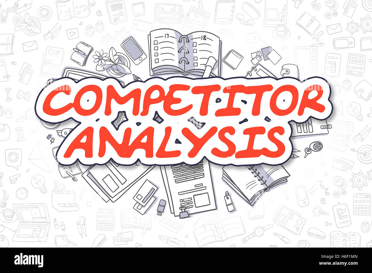 Competitor Analysis - Doodle Red Text. Business Concept Stock Photo - Alamy