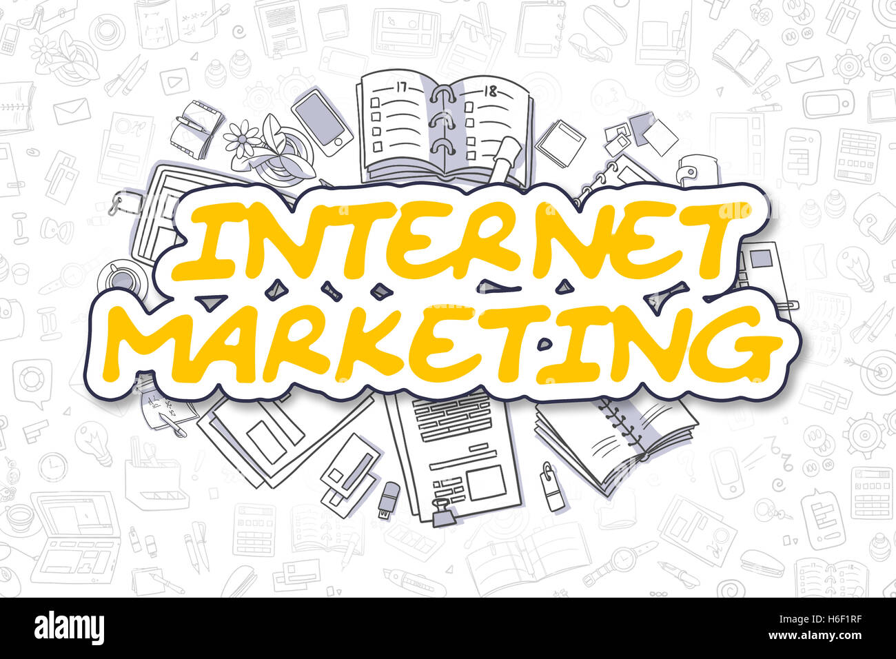 Internet Marketing - Cartoon Yellow Text. Business Concept. Stock Photo